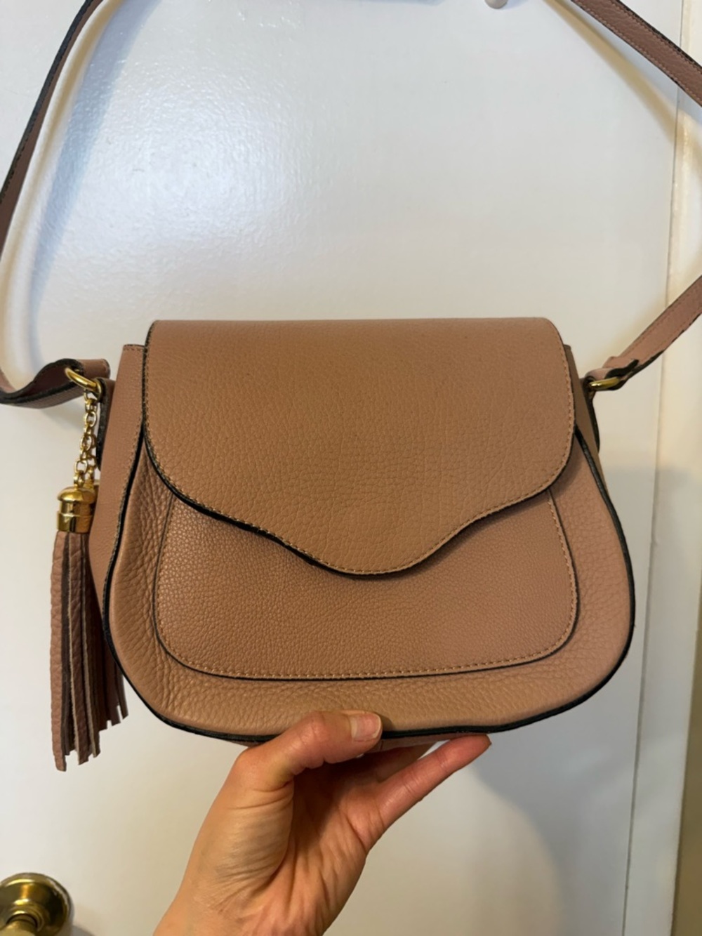 Borse in Pelle Italian Leather Dusty Pink Crossbody Bag